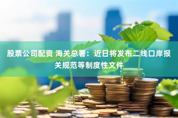 股票公司配资 海关总署：近日将发布二线口岸报关规范等制度性文件